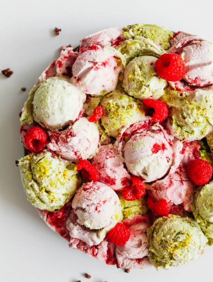 Pistachio and Raspberry Fields Ice Cream Cake | Golubka Kitchen