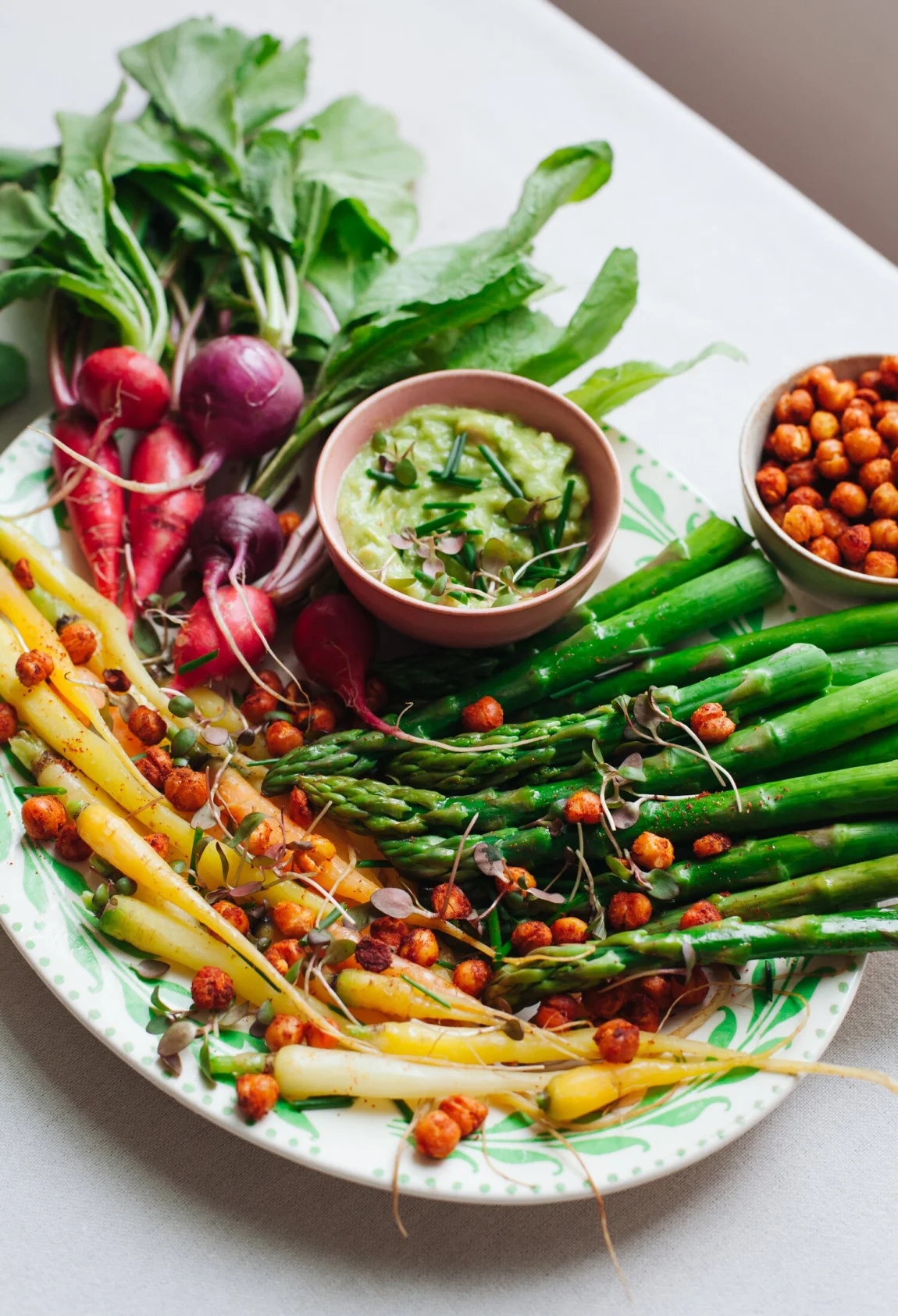 Spring Vegetables with Smoky Chickpea Croutons and Avocado Aioli - Golubka Kitchen