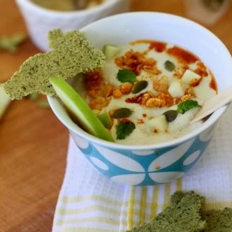 Creamy Apple-Anise Soup and Pumpkinseed Cheese