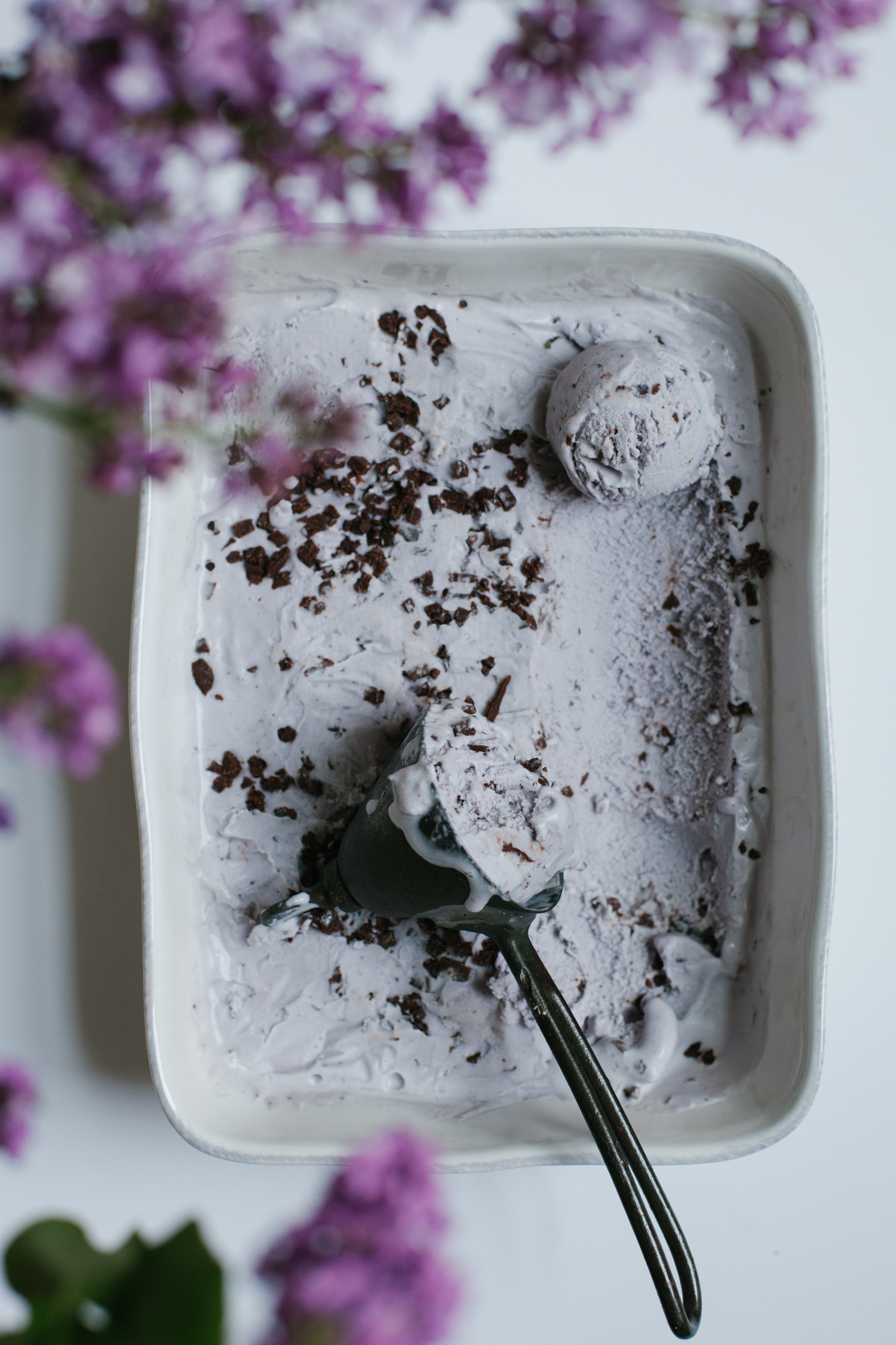 Lavender Ice Cream with Chocolate Tahini Bits | Golubka Kitchen