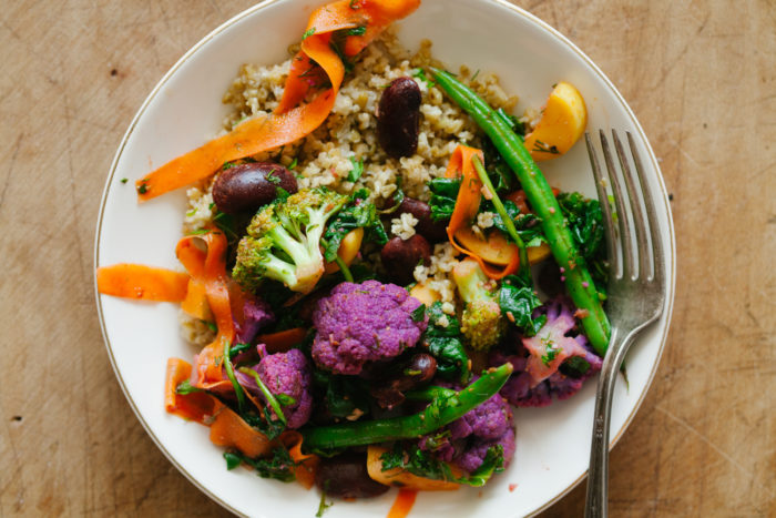 Marinated Summer Vegetables and Beans over Freekeh