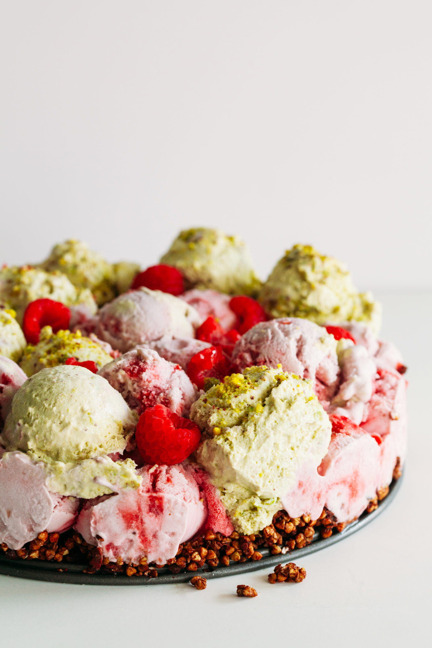 Pistachio and Raspberry Fields Ice Cream Cake | Golubka Kitchen