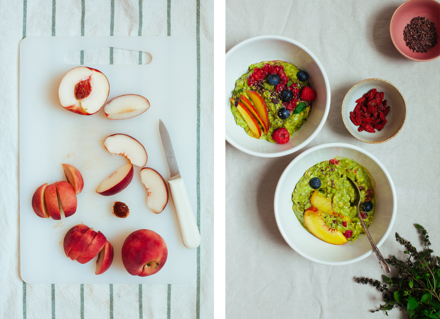 Peach and Avocado Overnight Oats with Moringa Powder | Golubka Kitchen