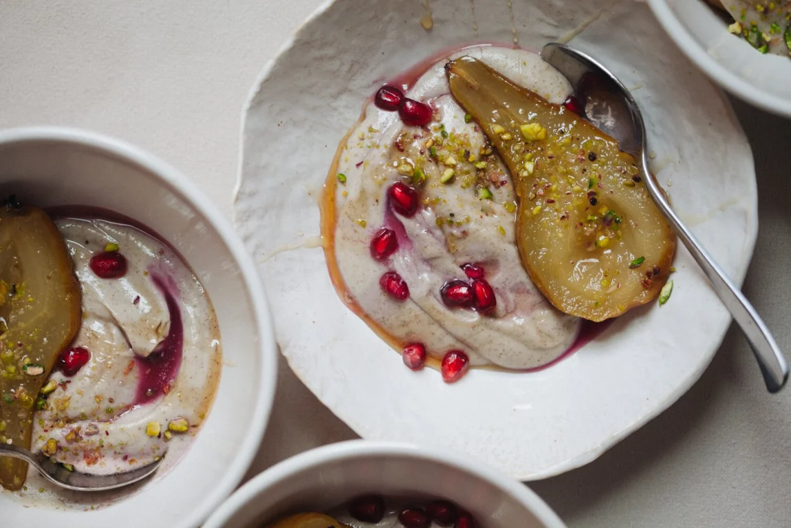 Honey-Roasted Pears with Vanilla Cashew Cream | Golubka Kitchen
