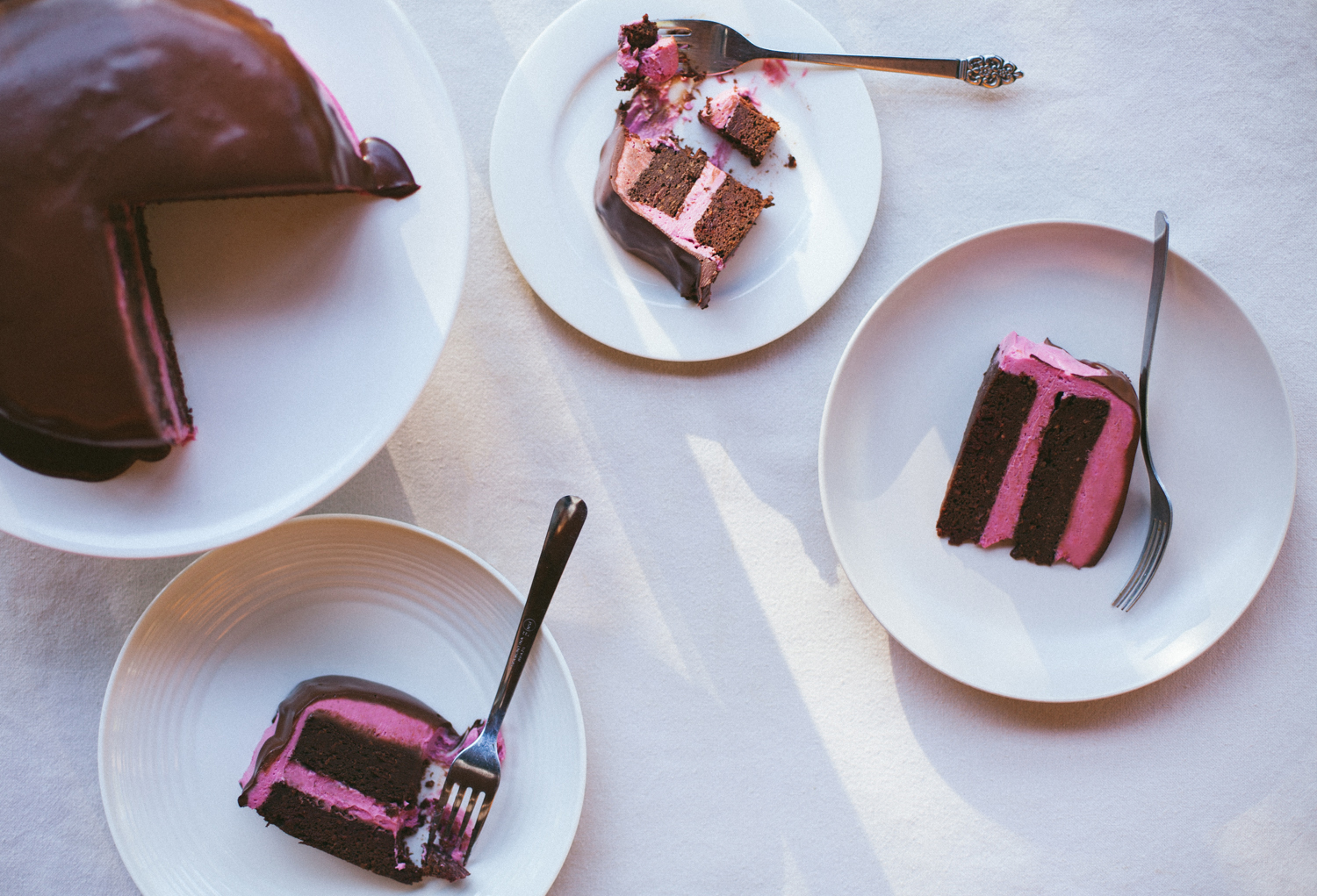 Chocolate Beet Layer Cake with Pink Frosting and Chocolate Ganache | Golubka Kitchen