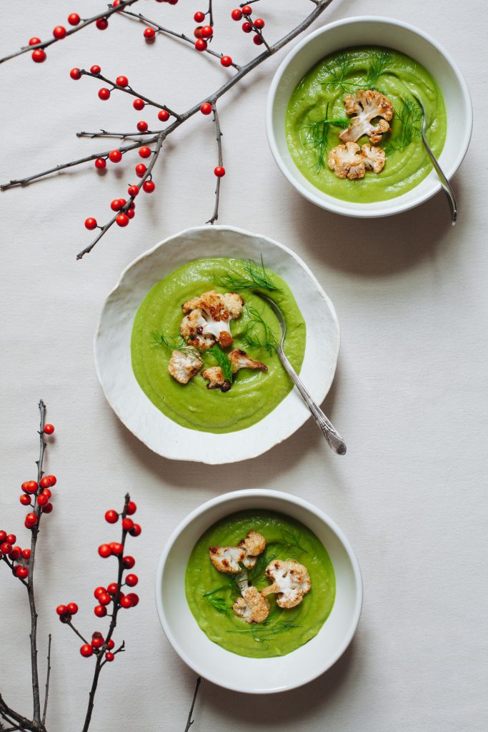 Winter Root and Fennel Soup with Greens and Caramelized Cauliflower