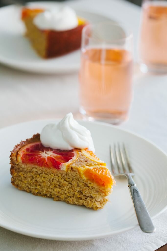 Upside Down Citrus Polenta Cake