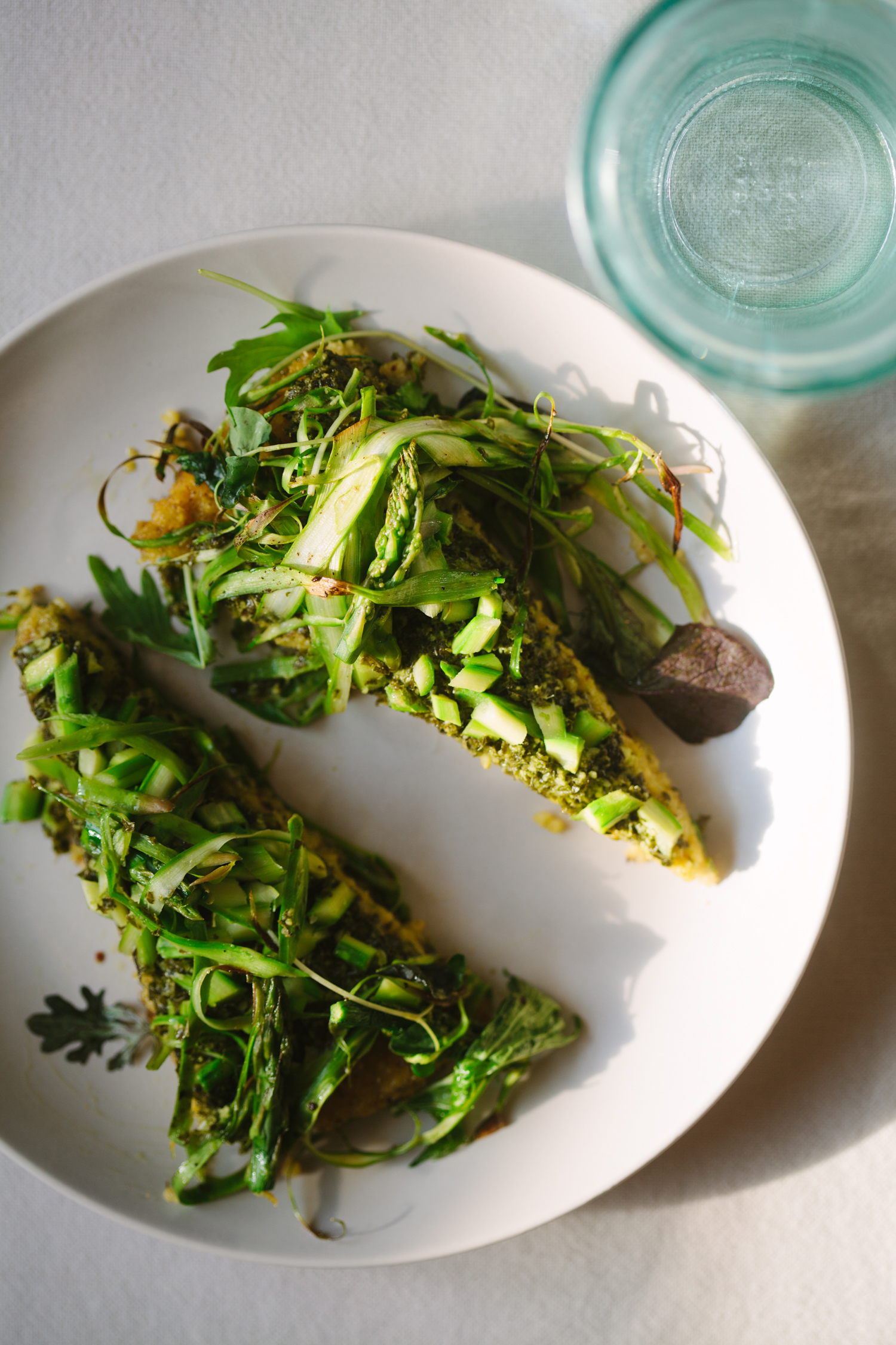 Green Skillet Pizza with Asparagus and Pesto - Golubka Kitchen
