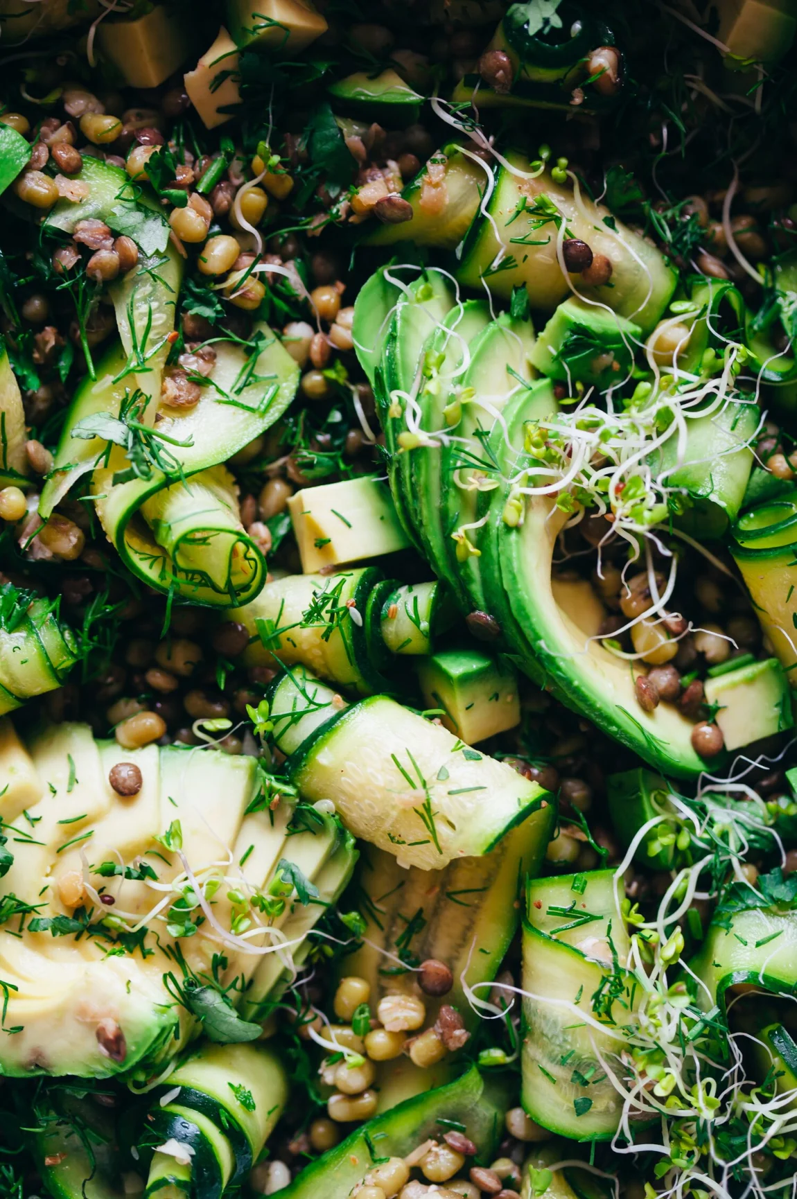 Fennel Marinated Zucchini and Mung Beans - Golubka Kitchen
