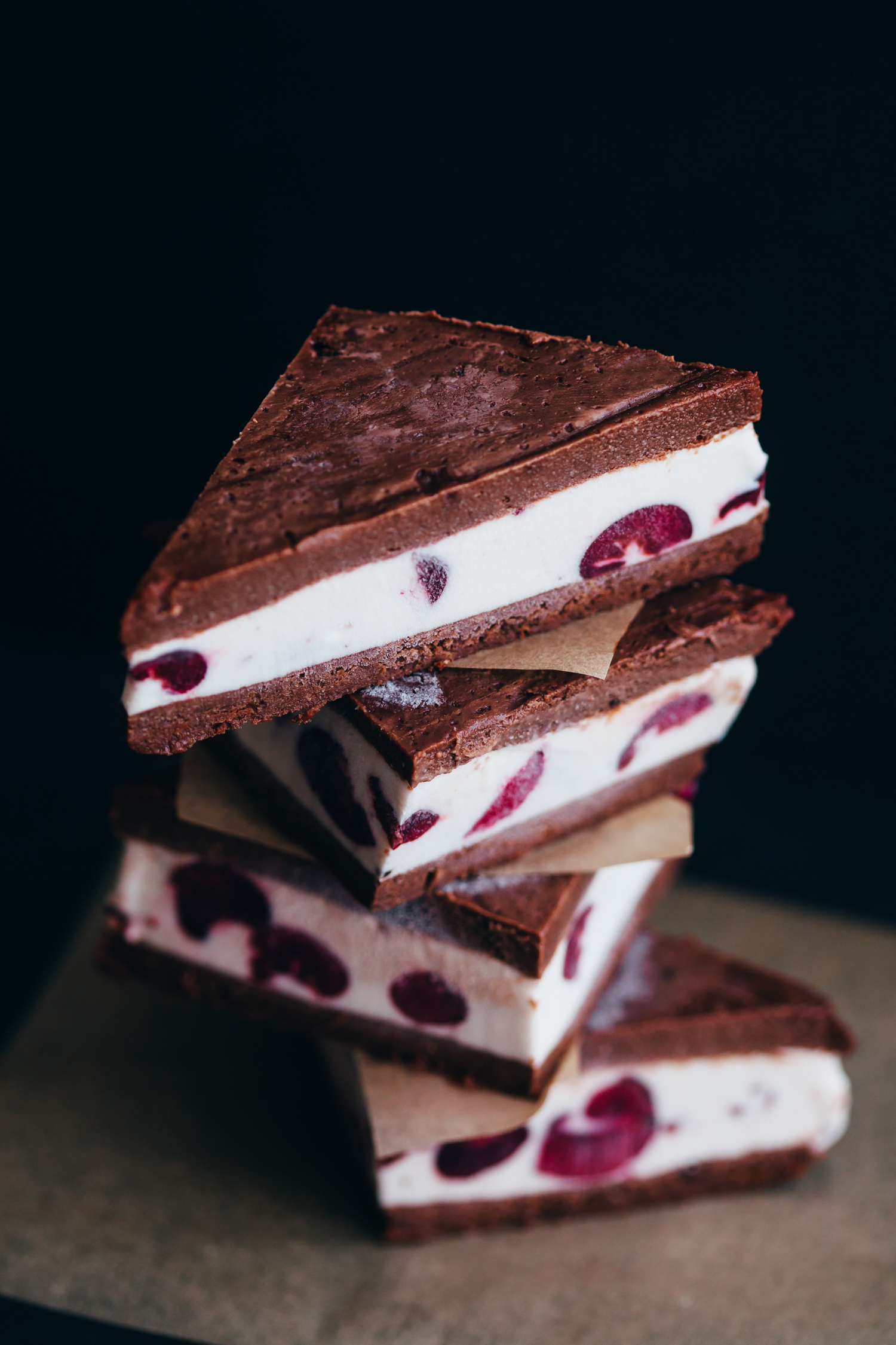 Chocolate Brownie and Cherry Ice Cream Sandwiches - Golubka Kitchen