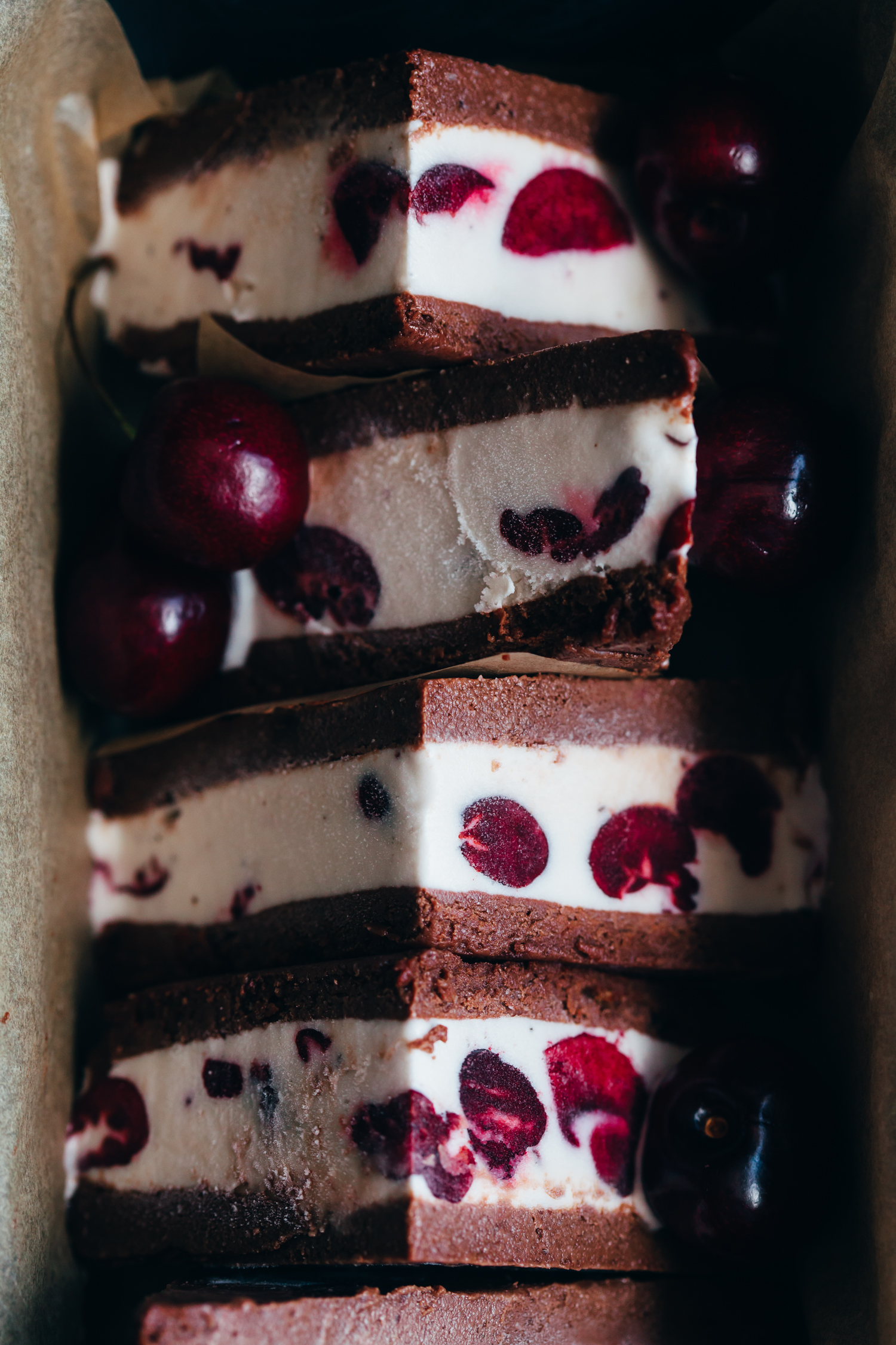 Chocolate Brownie and Cherry Ice Cream Sandwiches - Golubka Kitchen