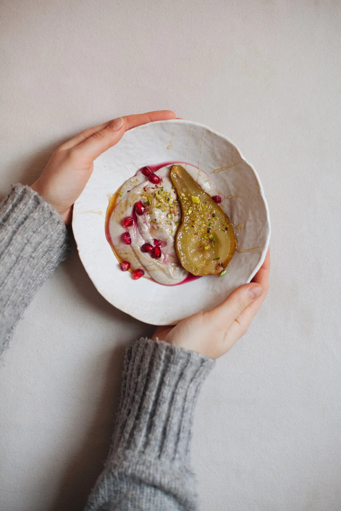 Honey-Roasted Pears with Vanilla Cashew Cream - Golubka Kitchen