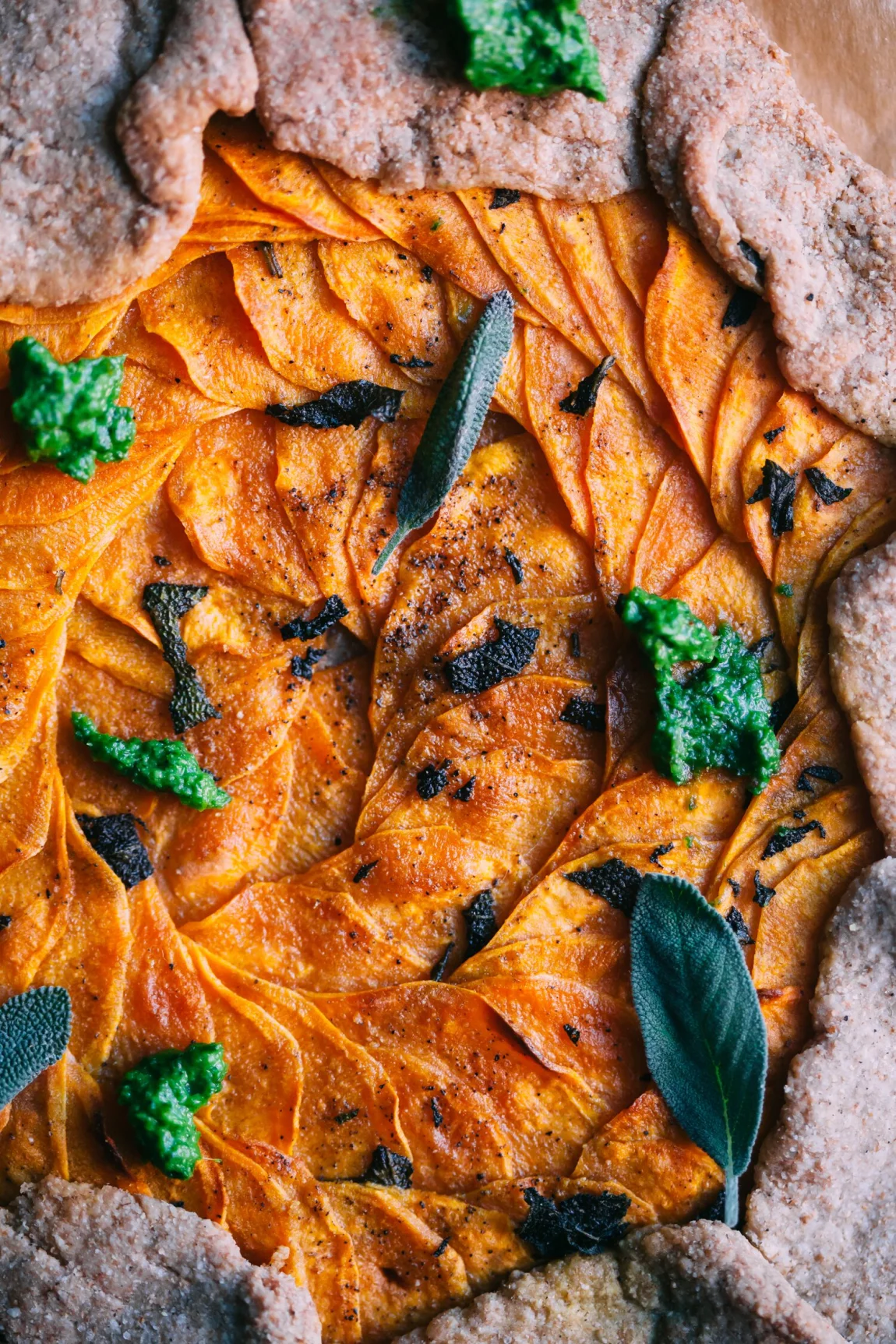 Sweet Potato Galette with Magic Green Sauce - Golubka Kitchen