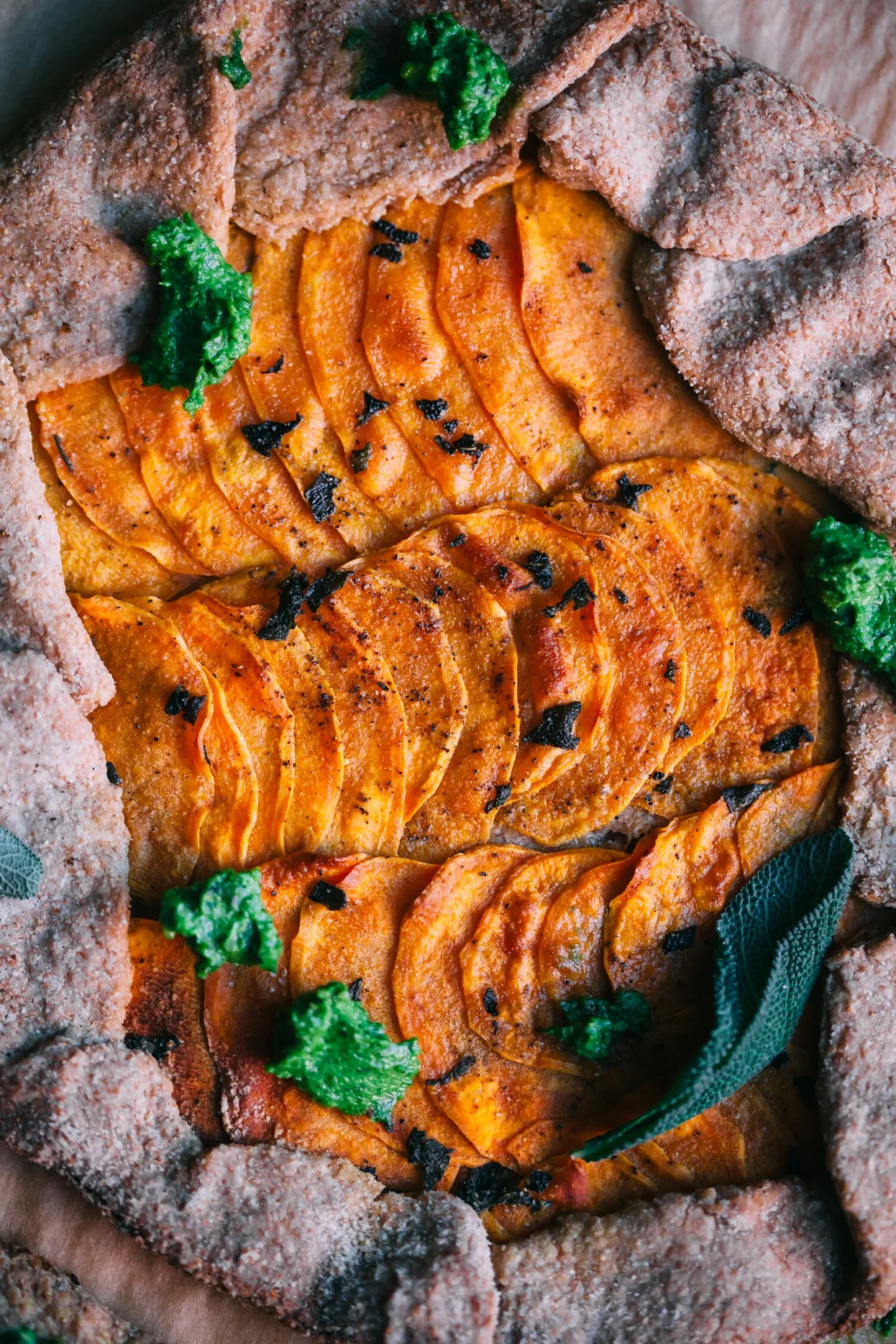 Sweet Potato Galette with Magic Green Sauce - Golubka Kitchen