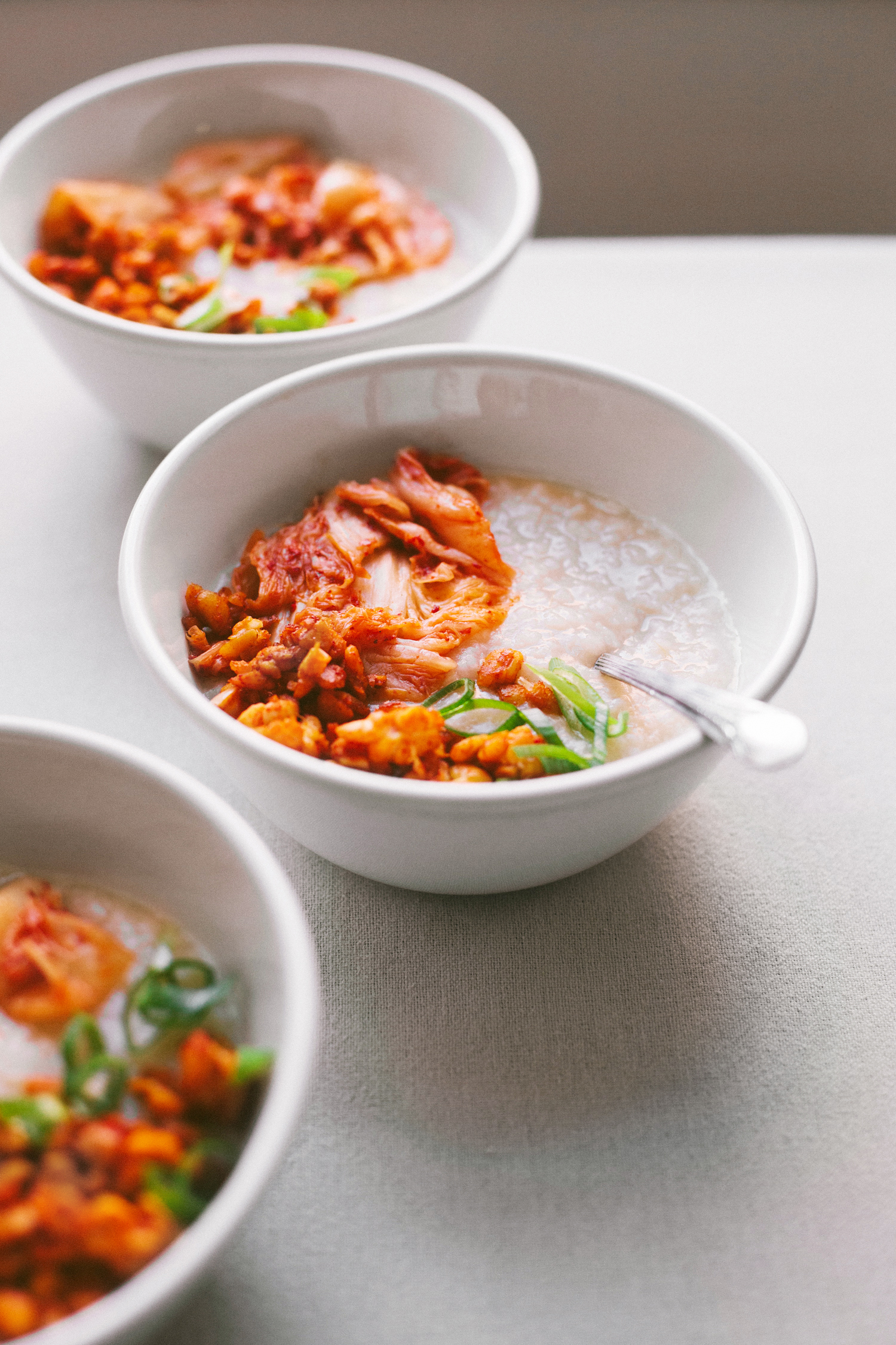 Congee with Smoky Tempeh and Kimchi - Golubka Kitchen