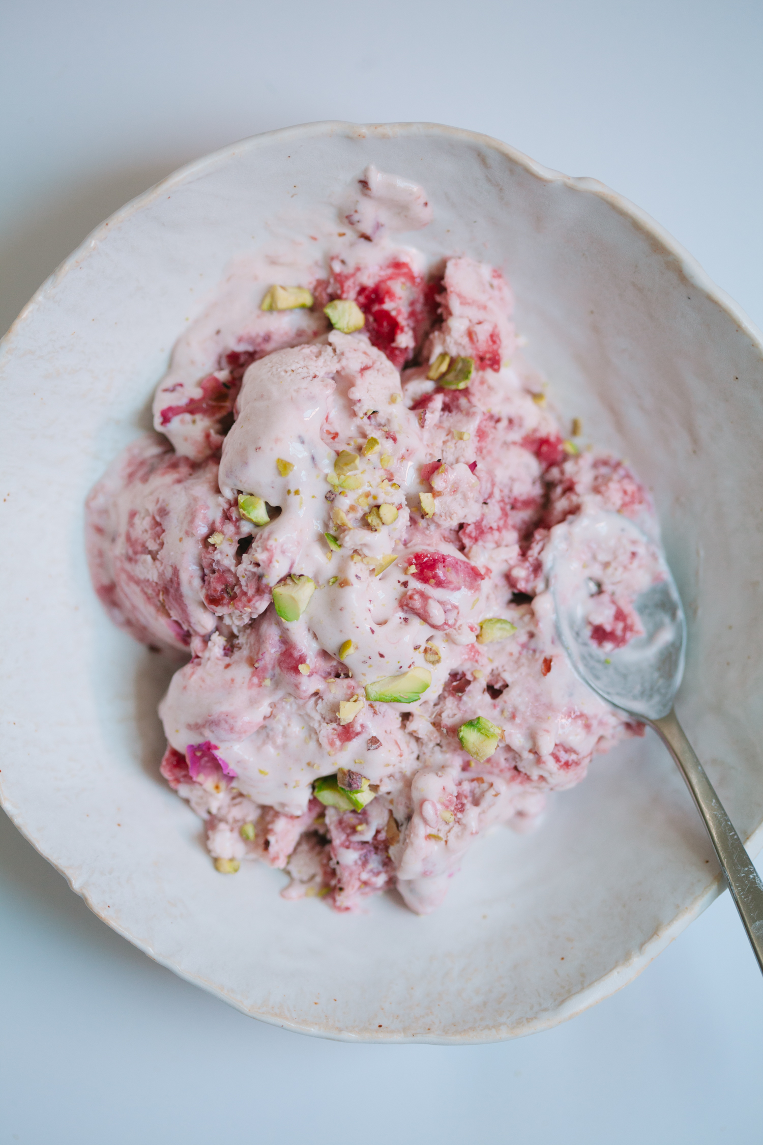 Rose and Rhubarb Frozen Yogurt - Golubka Kitchen