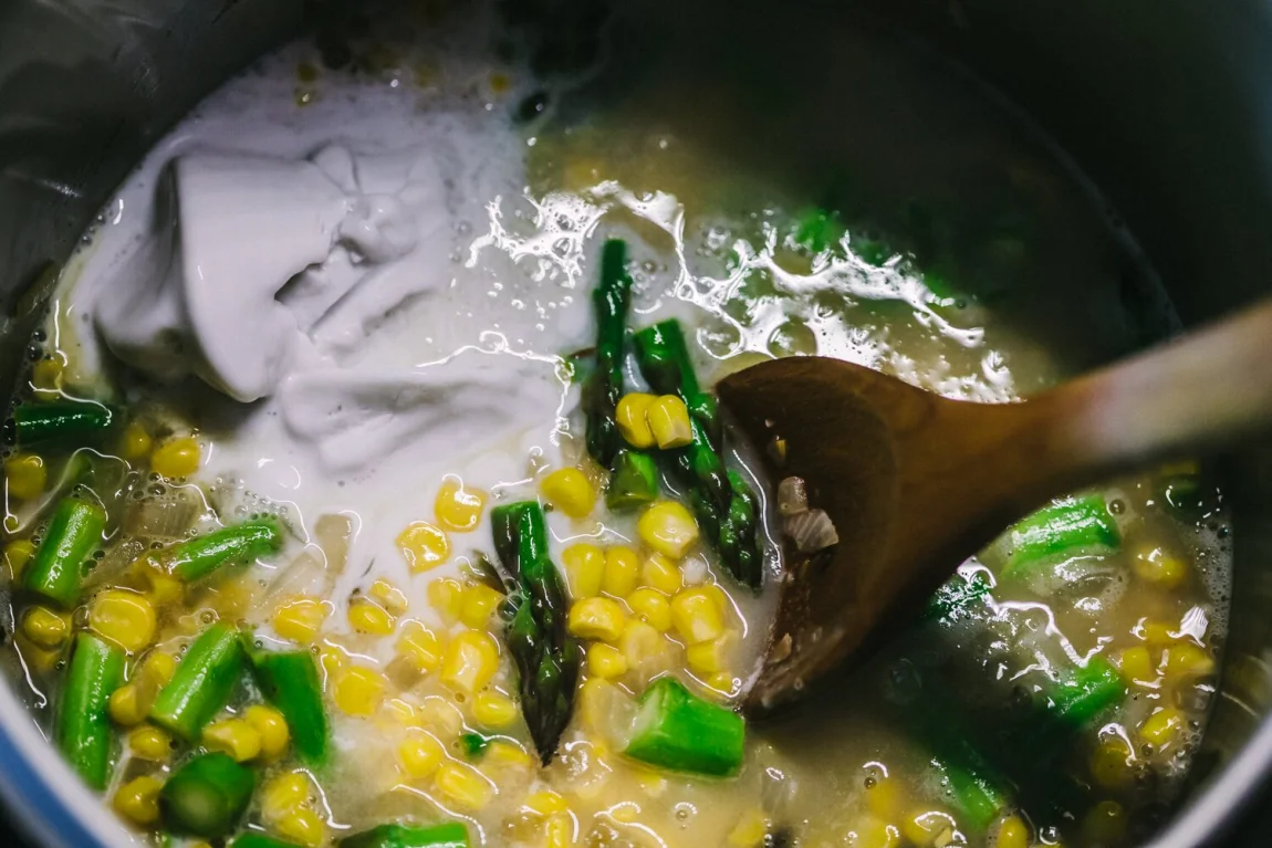 Asparagus Corn Chowder - Golubka Kitchen