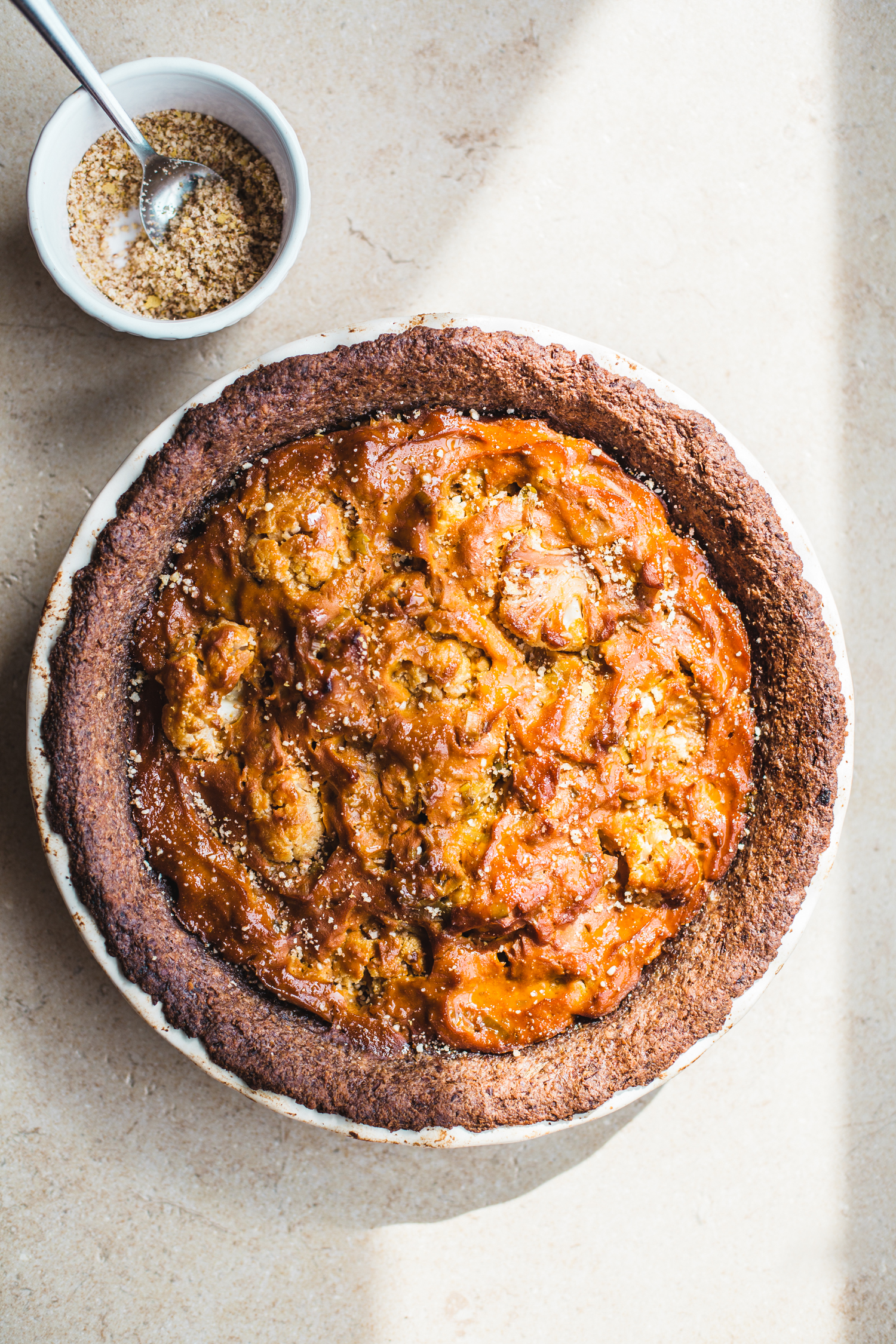 Cauliflower and Leek Pie with Onion Crust - Golubka Kitchen