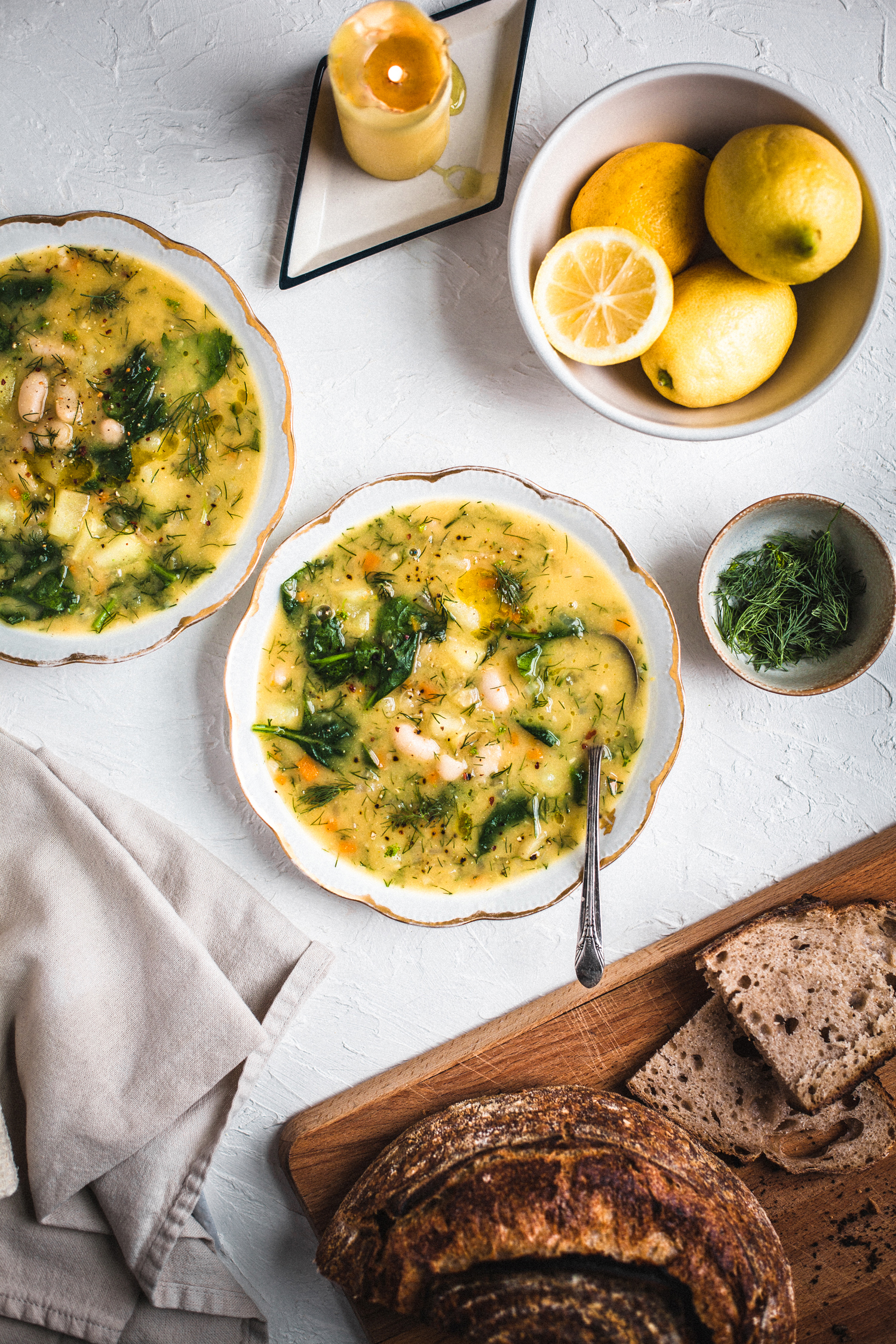 Lemon-Dill, White Bean and Potato Soup - Golubka Kitchen